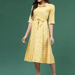 Ramas Geometric Printed A-Line Dress-image-58