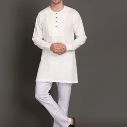 MIDAV Yoke Detail Round Neck Straight Cotton Kurta-image-84