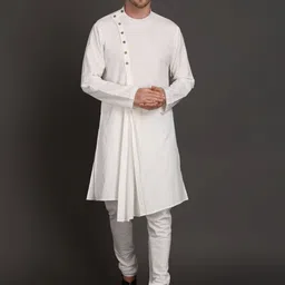 MIDAV Pleats & Placket Detail Asymmetric Cotton A-Line Kurta-image-71