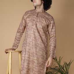 NAMASKAR Men Floral Printed Band Collar Long Sleeves Kurta-picture-16