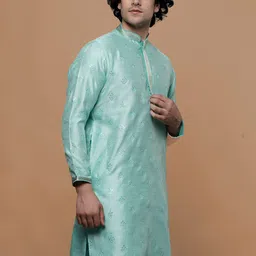 MAAHI FABS Ethnic Motifs Printed Thread Work Mandarin Collar Straight Kurta-49