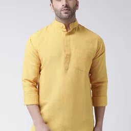 RIAG Mandarin Collar Roll Up Sleeves Cotton Short Kurta-image-78