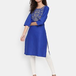 Desi Mix Women Blue Yoke Design Kurta-image-41