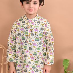 Superminis Boys Floral Printed Cotton Kurta-50