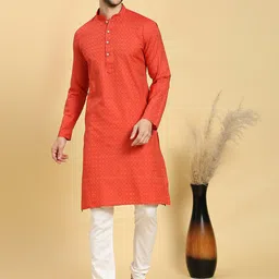 RAJUBHAI HARGOVINDAS Geometric Woven Design Pure Cotton Straight Kurta-picture-23