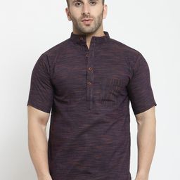 Enchanted Drapes Men Purple Pure Cotton Kurta-picture-51