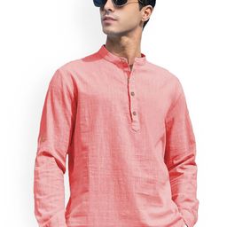 EdinWolf Band Collar Pure Cotton Short Kurta-image-72