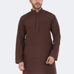 Latest Chikan Garments Men Brown White Romance Kurta-image-18