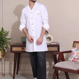 MIDAV Cuban Collar Cotton Straight Kurta-image-97