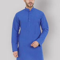 Latest Chikan Garments Men Blue Straight Kurta-image-53