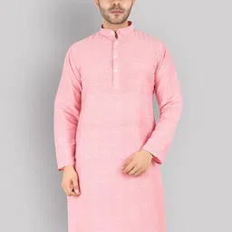 Latest Chikan Garments Men Pink Straight Kurta-picture-25