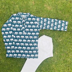 BAESD Boys Printed Mandarin Collar Regular Organic Cotton Straight Kurta With Pyjamas-picture-46