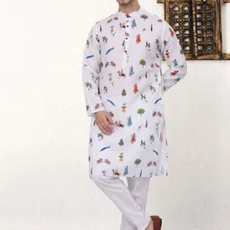 Jompers Conversational Printed Mandarin Collar Pure Cotton Straight Kurta-picture-49