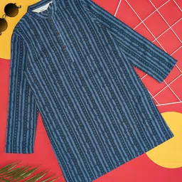 indus route by Pantaloons Boys Striped Mandarin Collar Pure Cotton Kurta-28