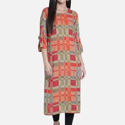 Fabclub Women Multicoloured Geometric Printed Kurta-image-21