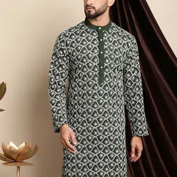 Anouk Ethnic Motifs Embroidered Sequinned Cotton Kurta-image-45