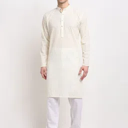 Jompers Men Cream-Coloured Self Design Pure Cotton Kurta-32