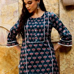 Jaipur Kurti Floral Printed Gotta Patti Straight Kurta-picture-30