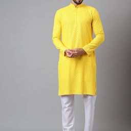 Sangria Embroidered Sequinned Mandarin Collar Cotton Silk Kurta-picture-51