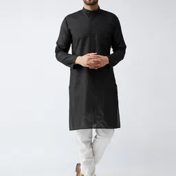 SOJANYA Men Black Solid Straight Kurta-picture-52