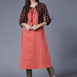 Vishudh Women Orange & Black Solid Straight Kurta-picture-56