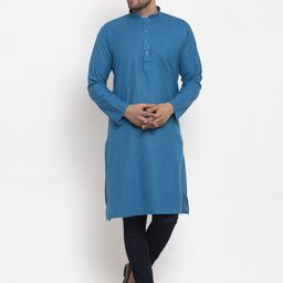 KRAFT INDIA Men Blue Thread Work Kurta-picture-35