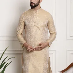 SOJANYA Men Gold-Toned Printed Straight Kurta-48