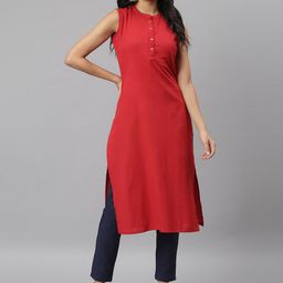 JAIPUR ATTIRE Women Maroon Straight Kurta-image-71