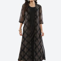 Biba Women Black Ethnic Motifs Printed Georgette Kurta-picture-16