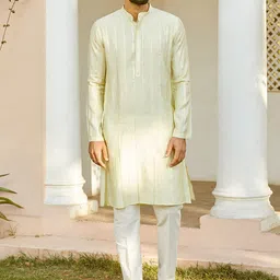 See Designs Printed Mandarin Collar Chanderi Silk Kurta-picture-19