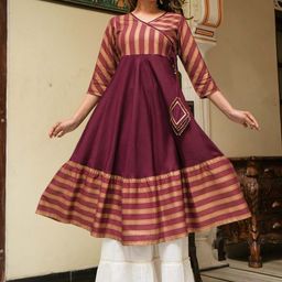 KALINI Striped V-Neck Anarkali Kurta-picture-14