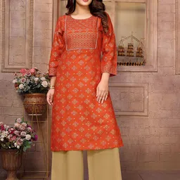 Rangita Geometric Printed Gotta Patti Round Neck Straight Kurta-picture-54