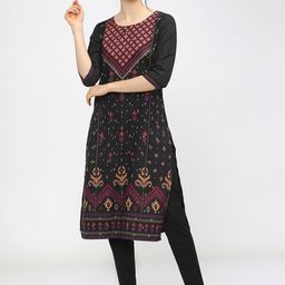 KETCH Women Black Ethnic Motifs Printed Kurta-41