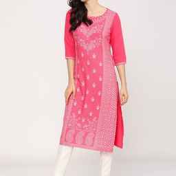 KETCH Women Pink Ethnic Motifs Printed Kurta-16