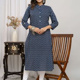 Henal Ethnic Motifs Printed Mandarin Collar Roll-Up Sleeves Straight Kurta-picture-45