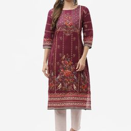 Biba Women Purple Ethnic Motifs Printed Kurta-image-81