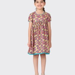 Fabindia Girls Pink Floral Cotton Empire Dress-image-47