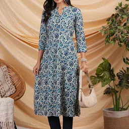 KAMI KUBI Women Floral printed flare cotton kurta-image-83