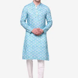 THE KURTA COMPANY Floral Printed Mandarin Collar Kurta-38
