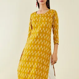 Soch Ethnic Motif Printed Round Neck Straight Kurta-7