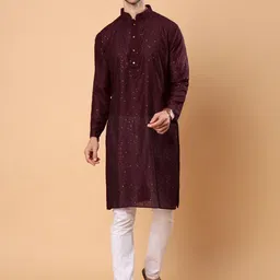 SWAGG INDIA Geometric Embroidered Sequinned Liva Kurta-picture-25