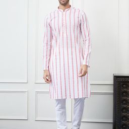 See Designs Chikankari Embroidered Mandarin Collar Cotton Kurta-image-14