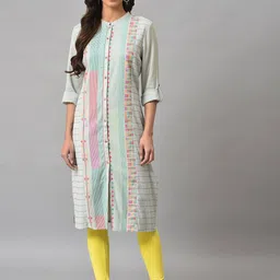 W Women Geometric Striped Indie Prints Kurta-picture-51