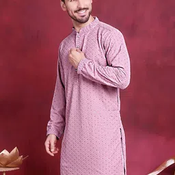 Jompers Floral Embroidered Sequinned Chikankari Pure Cotton Kurta-picture-34