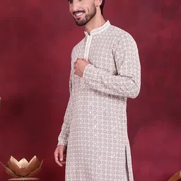 Anouk Geometric Embroidered Mandarin Collar Thread Work Straight Kurta-image-47
