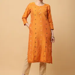 aayusika Paisley Embroidered Art Silk & Trim Work Straight Kurta-picture-3