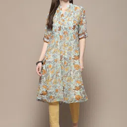 Biba Floral Printed A-Line Kurta-image-73