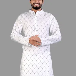CELLUX Geometric Print Band Collar Long Sleeves Kurta-12