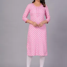 KALINI Ethnic Motifs Printed Thread Work Straight Kurta-12
