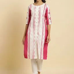 W Ethnic Motif Printed Pure Cotton Straight Kurta-picture-26